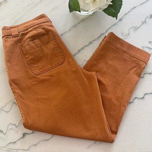 a new day | Burnt Orange Wide Leg Crop Stretch Denim Pants | 10